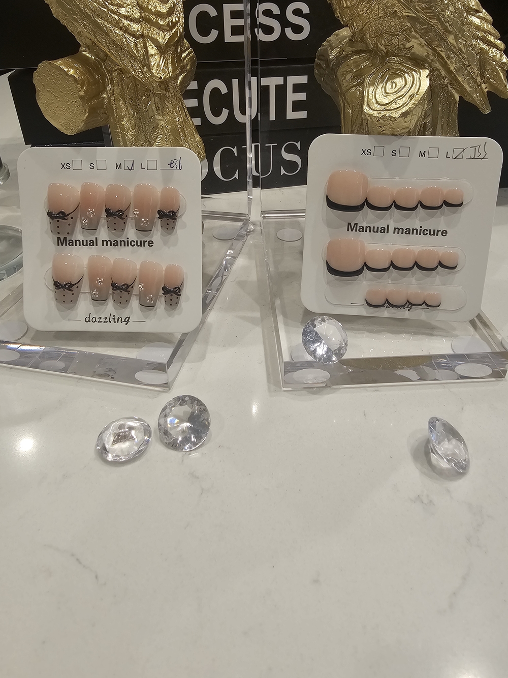 Manicure & Pedicure Press-On Nails Set with Black Accent